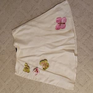 Karen Kane white linen a line skirt with butterflies.
